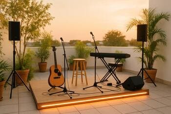 Terasová scéna so svetelným pásom