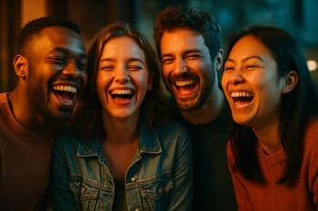 Priatelia so smiechom v spontánnom zábere