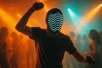 Parket s pulzujúcou náladou v maske vlny