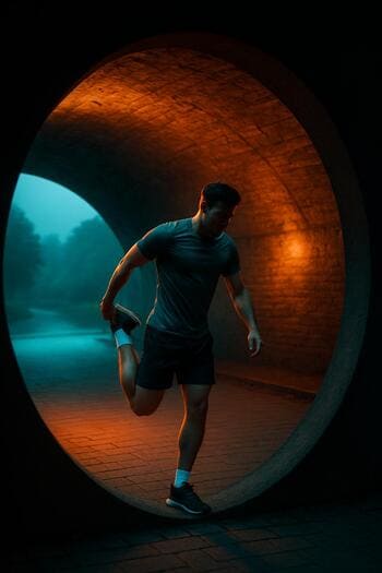 Warm-up pod svetelným mostom v kruhovom okne