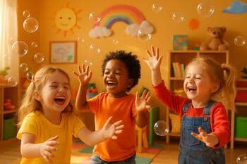Detský kútik s bublinami a smiechom