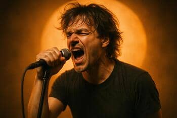 Speváčka kapely v kruhovom svetle