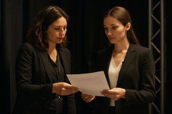 Koordinátorka odovzdáva plán moderátorovi