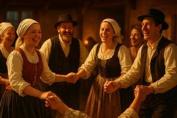 Folklórny kruh v teplom osvetlení