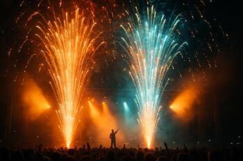 Mini ohňostroj počas finálnej skladby