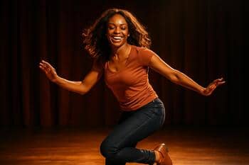 Tance a úsmevy na pódiu pri teplom svetle